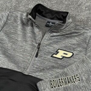 Purdue Boilermakers Colosseum 1/4 Zip Shirt Men's S Gray Black NCAA Sweater